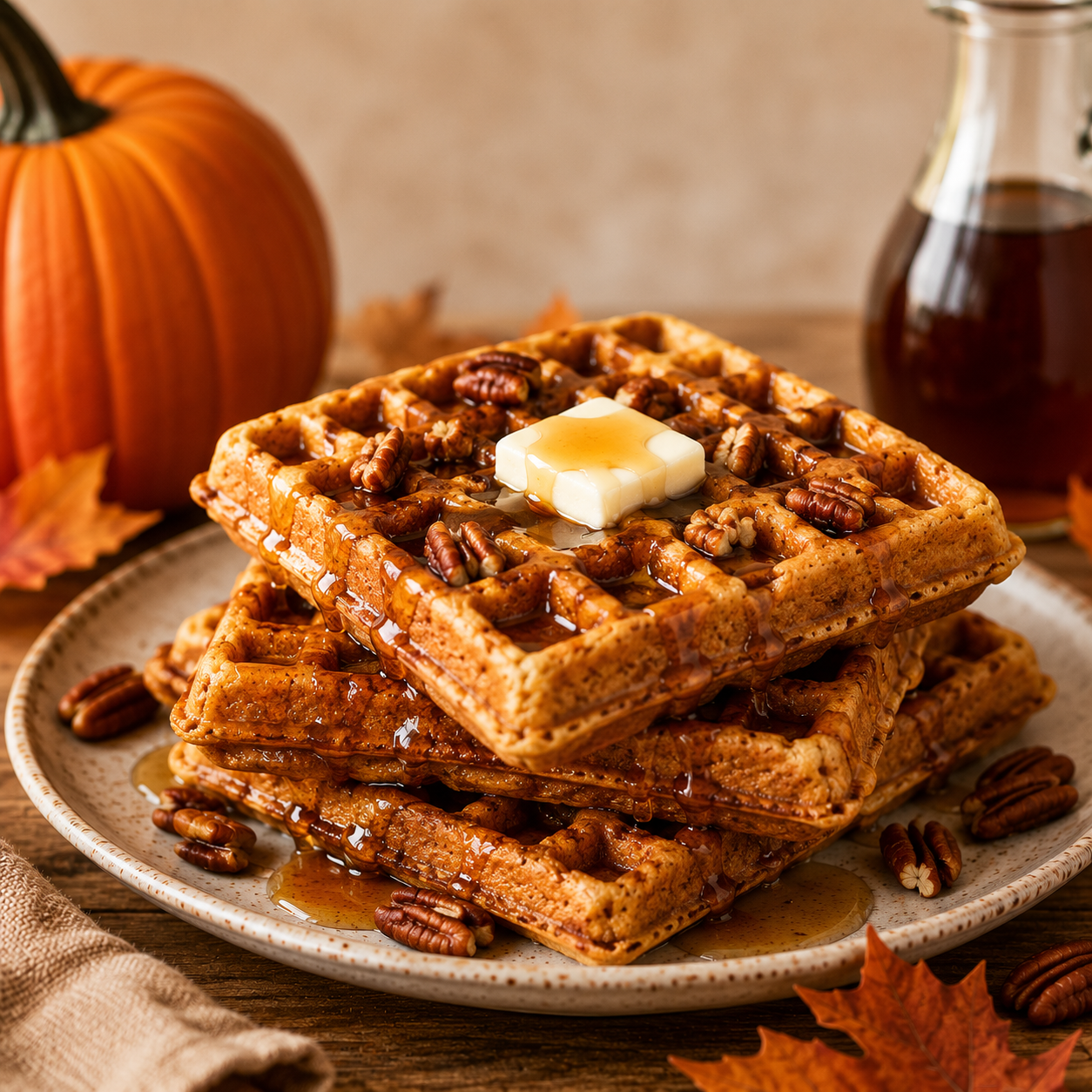 Pumpkin Pecan Waffles